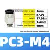 Pneumatic Fittings Brass Mini Connector Air Pipe Quick Plug PC4-M3/M4/M5 4mm Threaded Straight Through Connection