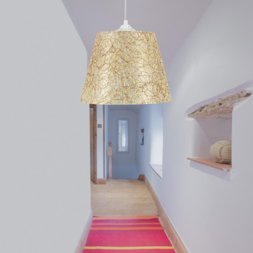 София, конический потолочный подвесной светильник, люстра с золотой нитью, спальня, зал, гостиная