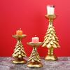 Gold Christmas Tree Candlestick Holder - Festive Home Decoration Ornament