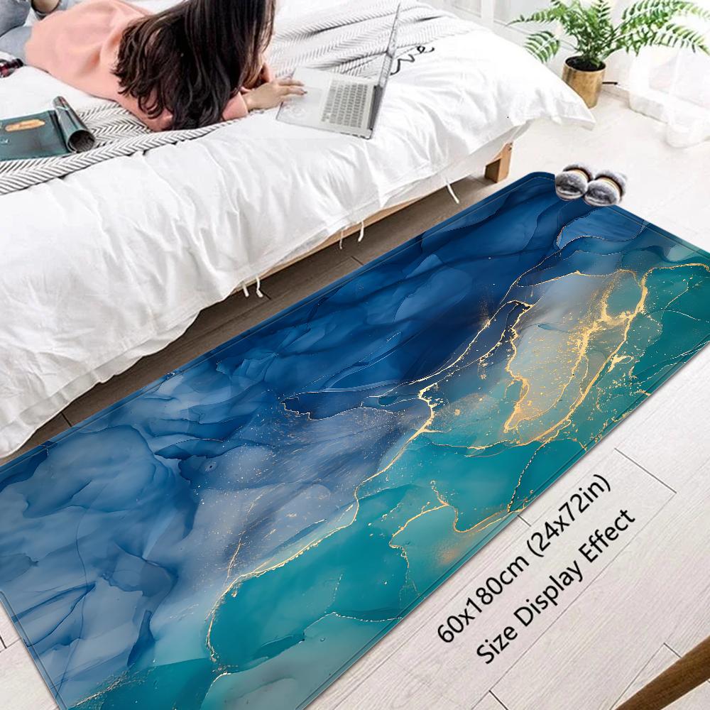 Цвет Синий Золотой Белый Мрамор Ковер для Прихожей Нескользящий Коврик для Прачечной Декор для Прачечной Балкон Детская Гостиная Туалетный Коврик