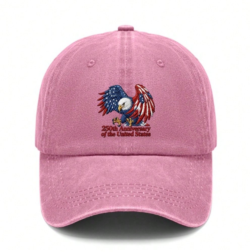[Patriotic Baseball Cap] 250Th Anniversary USA Eagle Print Adjustable Hat Polyester Breathable Vintage Washed Casual Outdoor Sports Unisex For July