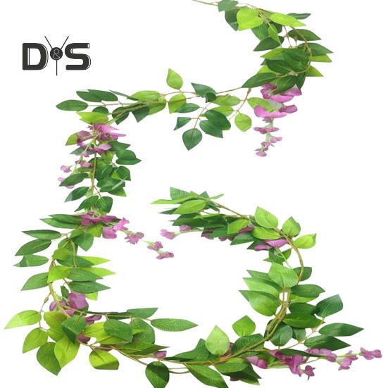 200CM Artificial Wisteria Flower Garland Realistic Home Wedding Garden Indoor Outdoor Wall Hanging Faux Climbing Floral Greenery Drooping Ivy