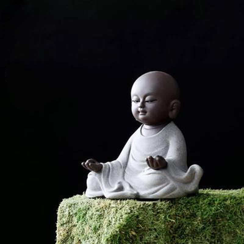 Креативные статуэтки Будды из фиолетовой глины Zen, Керамическое украшение в виде маленького монаха, Чайный питомец Кунг-фу Пуэр, Чайная посуда, Офис, Настольные поделки