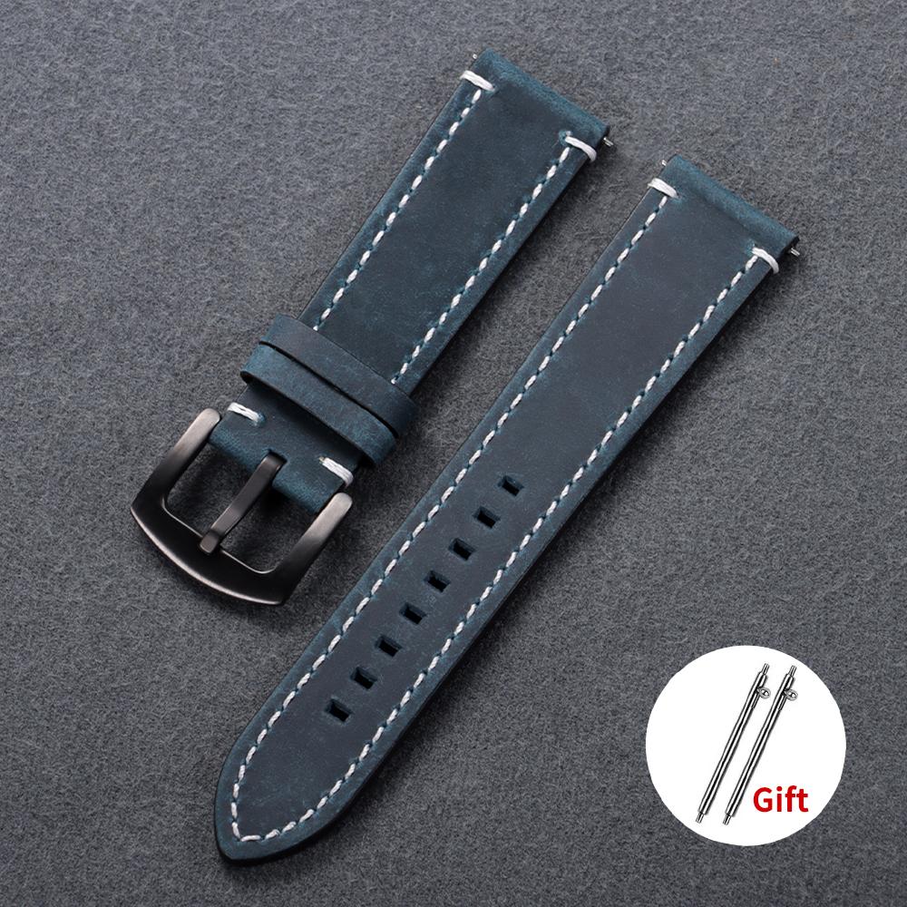 Geniune Retro Leather Watch Strap 18mm 19mm 20mm 21mm 22mm 24mm Vintage Watchband Quick Release Bracelet for Huawei Watch Gt2/3