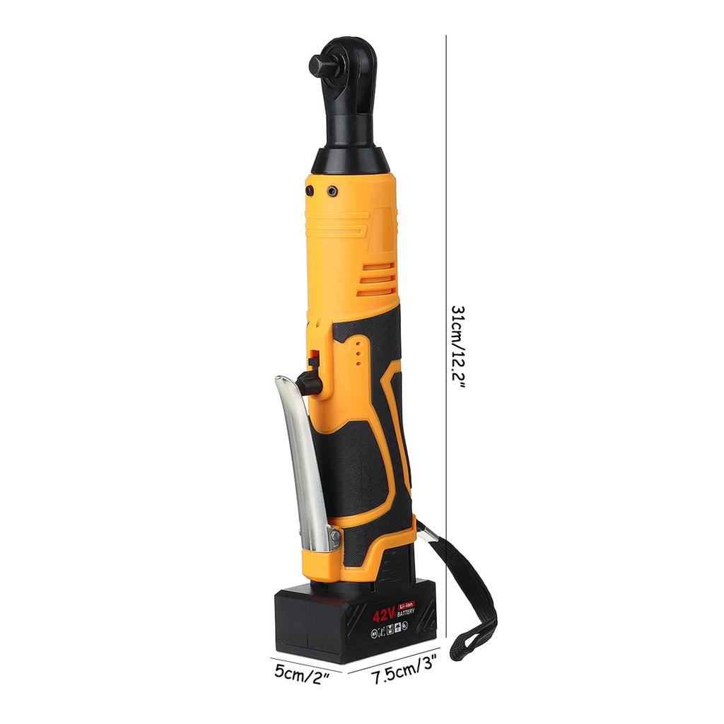 Электрический ключ 42 В 200 Нм, аккумуляторный ключ с храповым механизмом, угловой ключ 3/8 с 2 аккумуляторами, перезаряжаемый электроинструмент