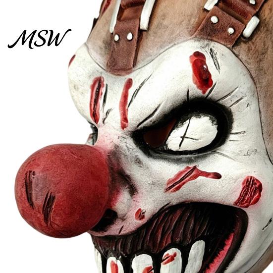 Elastic Comfortable Fit Headgear Halloween Clown Mask, Realistic Latex Horror Scary Mask with for Red Nose Haunted House Cosplay Parties Costume