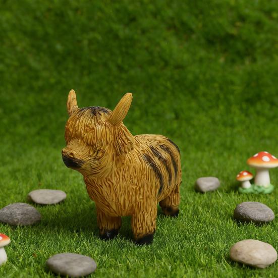 Статуя подсвеченной шотландской коровы, полимерная скульптура животного со светодиодной подсветкой, деревенская светящаяся фигурка шотландской коровы для украшения фермерского дома, крыльца, сада, газона