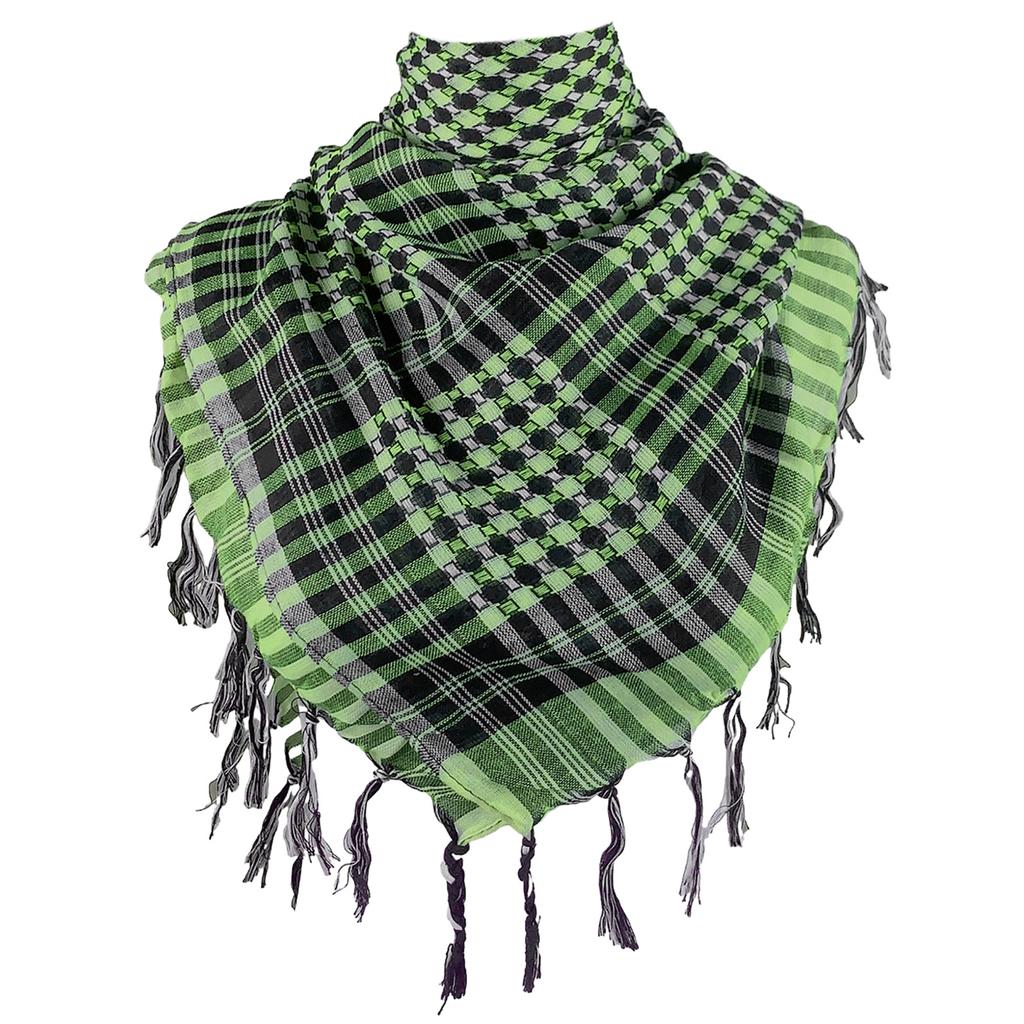 Shemagh Desert Scarf Colorblock Houndstooth Pattern Arab Keffiyeh Shawl Wrap with Tassels Scarves Bandana Head Wraps