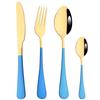 4 шт., набор столовых приборов, красочная посуда, столовые приборы из нержавеющей стали, обеденный нож, вилки, ложка, чайная ложка, столовое серебро, набор кухонной посуды