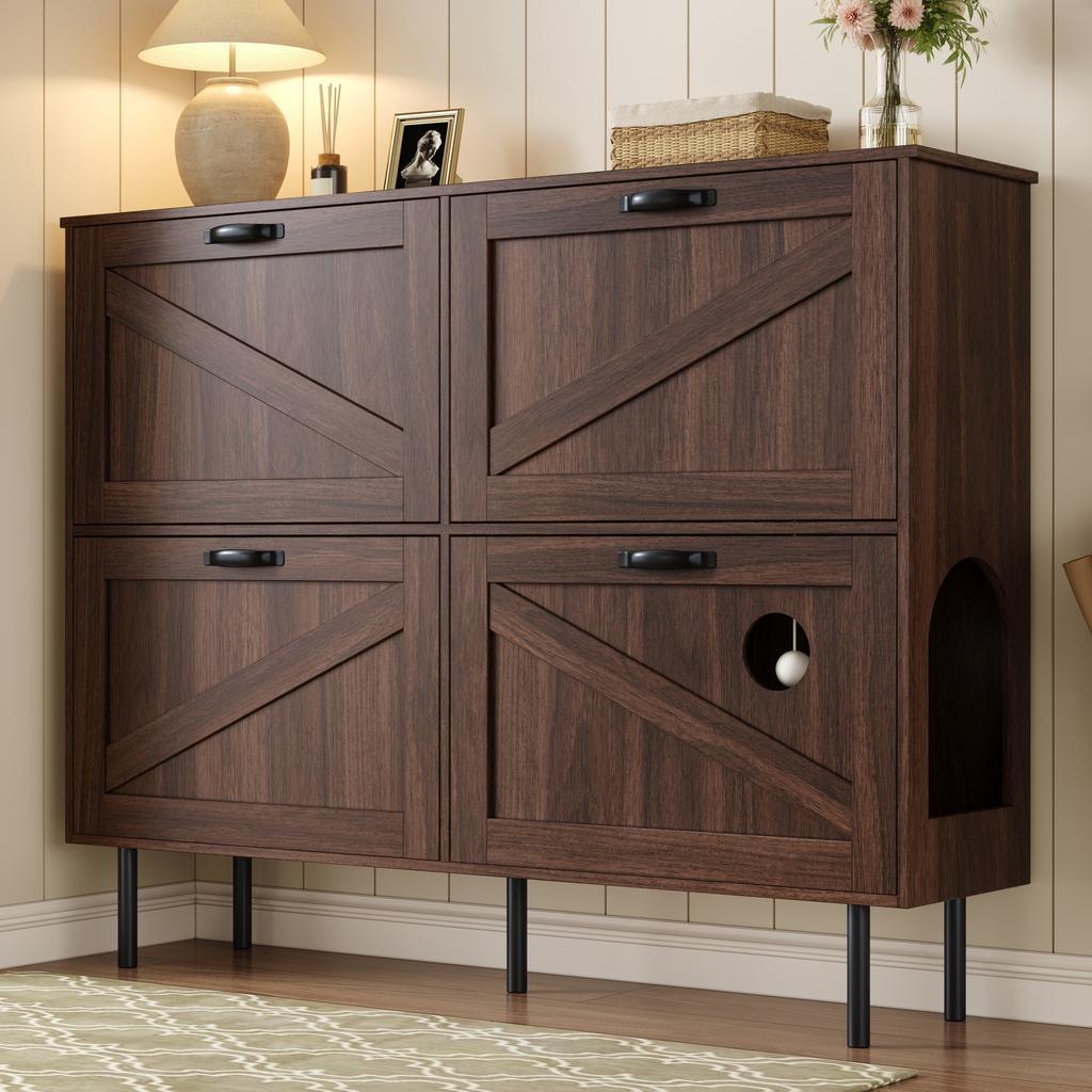Narrow Shoe Cabinet with 3 Flaps, with Shelf for Pet Toys, Shoe Rack, Shoe Shelf, for Use in the Hallway.