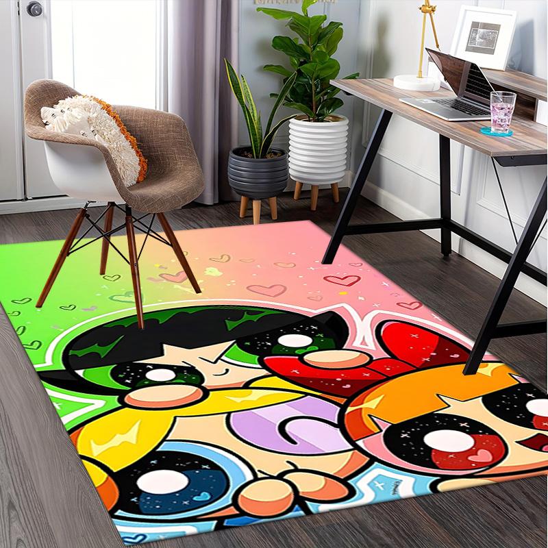 Powerpuff Girls Chair Mat: Cute Cartoon Decor for Home Office, Living Room, Bedroom - Gift Idea for Adults.1227a