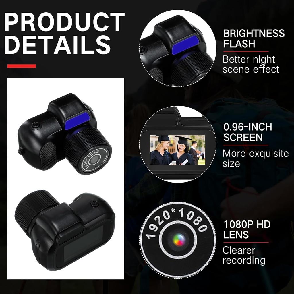 Мини камера-брелок 1080P 2МП, Портативная микро видеокамера с 0,96-дюймовым дисплеем для детей, студентов, путешествий