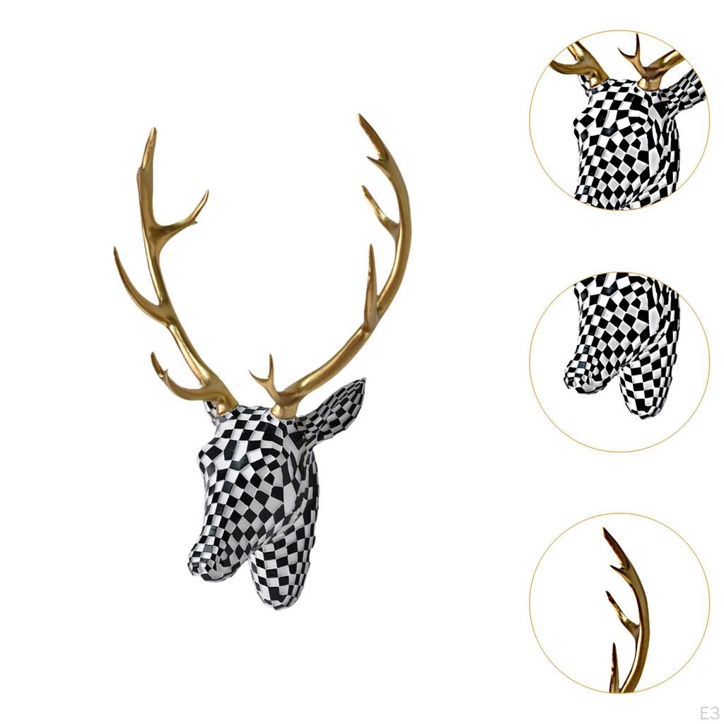 Deer Head Wall Mount Decor Centerpiece Artwork Resin Home Decoration Hanging Ornament Sculpture