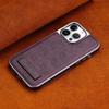 Bracket Holder Aluminum Lens Leather Case For iPhone 17 Pro Max 16 Air 15 Plus 14 Pro 13 12 11 Electroplated Bumper Phone Cover