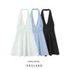 Kaslead New Women Clothes Western Style Fashion Simple Neck Collar Short Dress 5039358