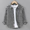 Весенняя мужская клетчатая рубашка с длинным рукавом, свободная, повседневная и универсальная, молодежная, из чистого хлопка, с мехом