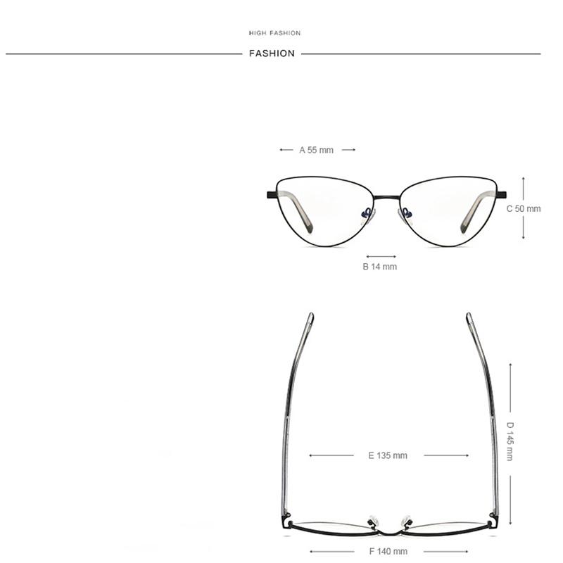 0 -0.5 -0.75 To -6.0 Blue Light Blocking Cat Eye Nearsighted Glasses For Women Metal Shortsighted Prescription Glasses Women