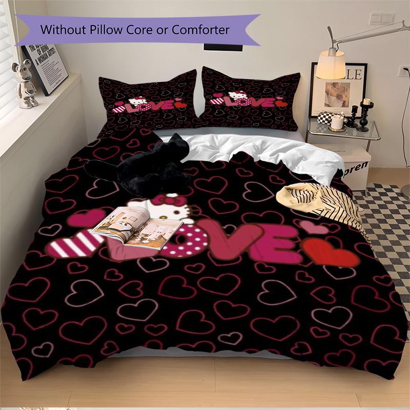 3pcs Hello Kitty Bedding Set: Perfect for Bedroom or Guest Room. Soft and Comfortable with No Core Included yy251009195