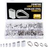 Aluminum Crimping Loop Sleeve 340pcs Cable Ferrule Wire Rope Sleeves Loops Sleeve Assortment Set