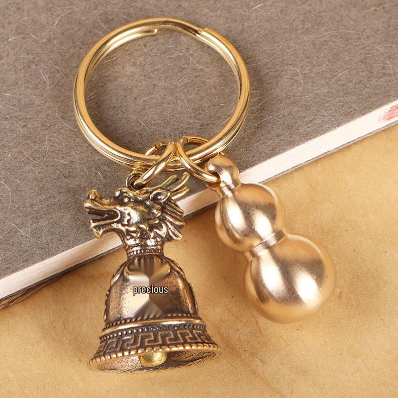 Zodiac Brass Keychain with Copper Bell Pendant - Small Charm Jewelry