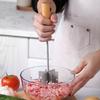 Stainless Steel Meat Masher with 6 Sharp Blades Wooden Handle Ground Beef Chopper Tool for Burger Potato Vegetable Mashing Kitchen Meat Smasher