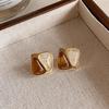 Amber Coffee French Retro Luxury Earrings - Women's Elegant Studs with Niche Design