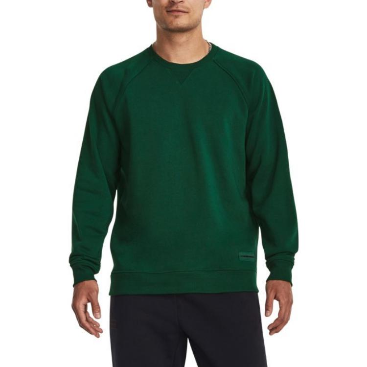 Under Armour Однотонный хлопковый трикотажный свитер с круглым вырезом для тренировок, мужской свитер, зеленый 1379685-322