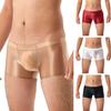 Men Boxer Underwear Low-rise U Convex Bag Briefs Glossy Silky Transparent Solid Color Boxer Briefs Smooth Thin Sports Panties