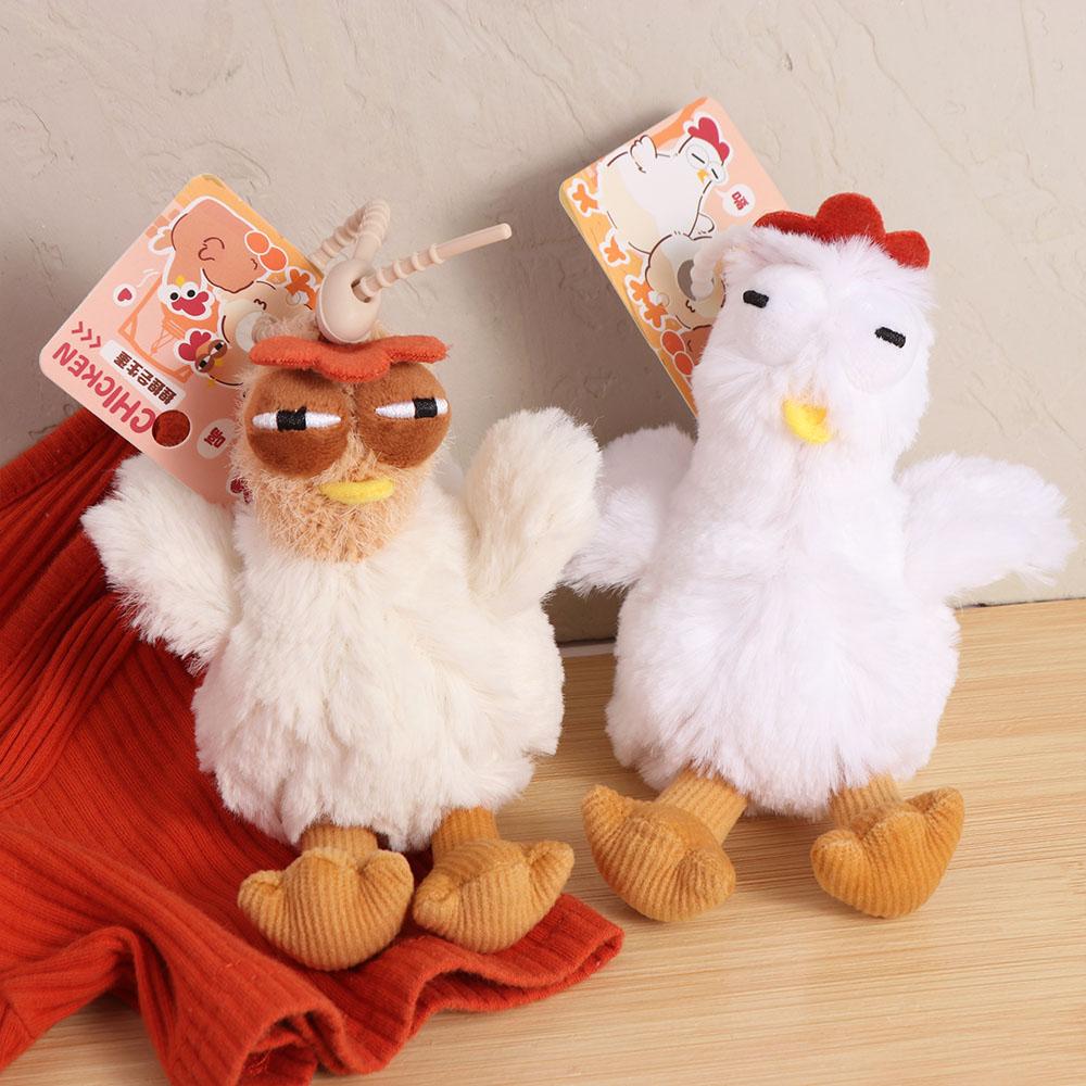 Rubber Plush Chicken Keychain Simulation Egg-laying Animal Key Holder Hens Key Ring Release Stress