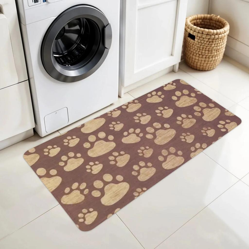 1PC Cowhide Pattern Kitchen Rug Non-Slip Door Mats Pop design Bathroom Rug Bath Mat Carpet for Home Sink Laundry Decor