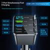 Автомобильное зарядное устройство 7-в-1 с выдвижным кабелем, быстрая зарядка, автомобильный адаптер с цифровым дисплеем, 2 USB-порта, 2 порта Type-C, 3 кабеля, источник питания для нескольких устройств