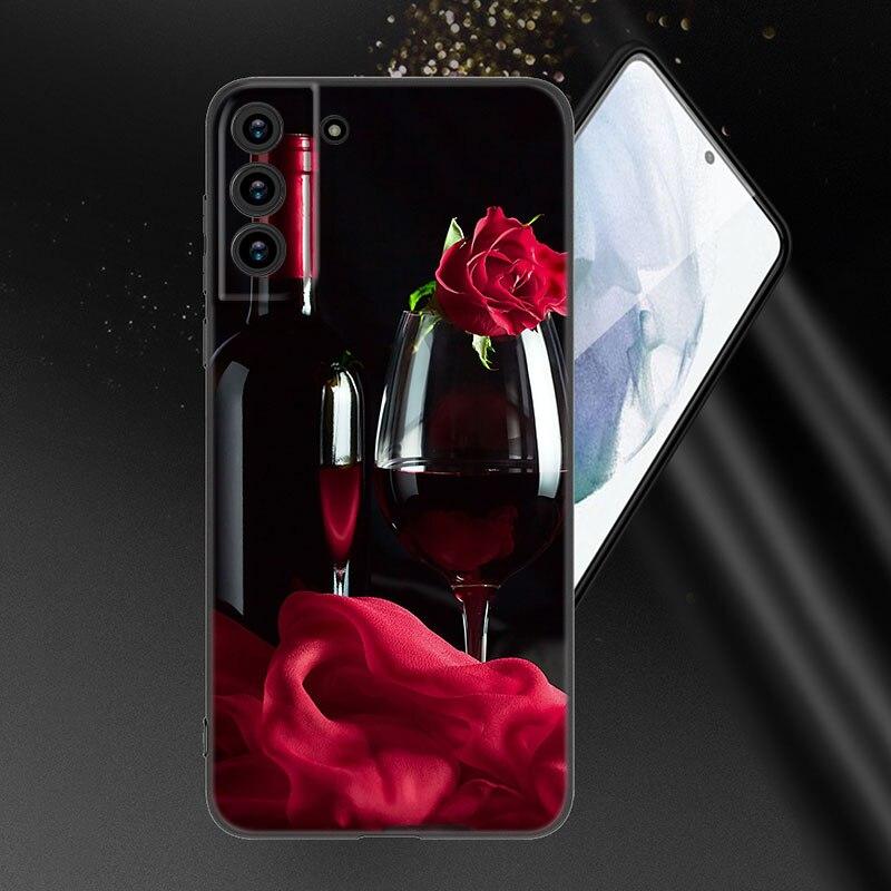Чехол для телефона Coffee Wine Cup для Samsung Galaxy S20 S21 FE S22 Ultra S10 Lite S10E S9 S8 Plus S7 Edge из мягкого ТПУ черного цвета