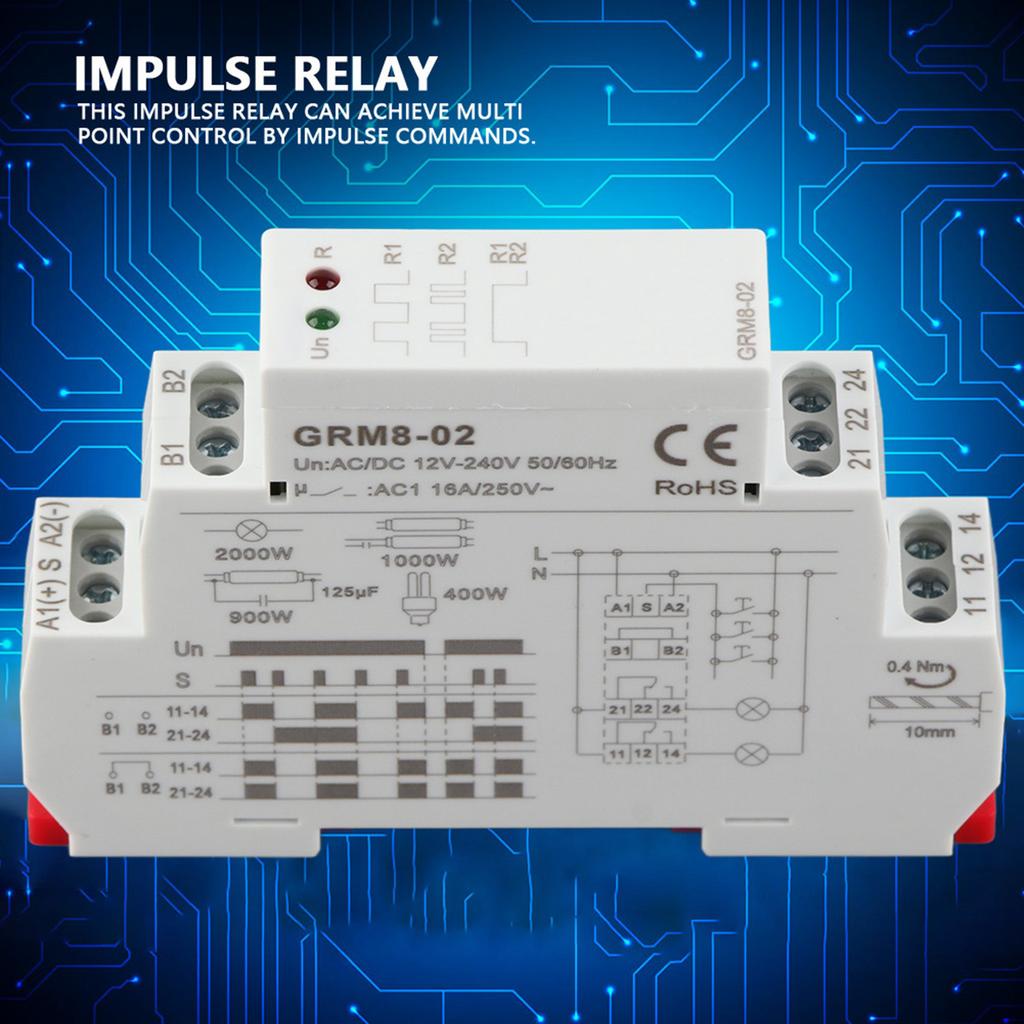 GRM8?02 Electronic Impulse Relay Latching Relay Memory Relay ACDC 12?240V