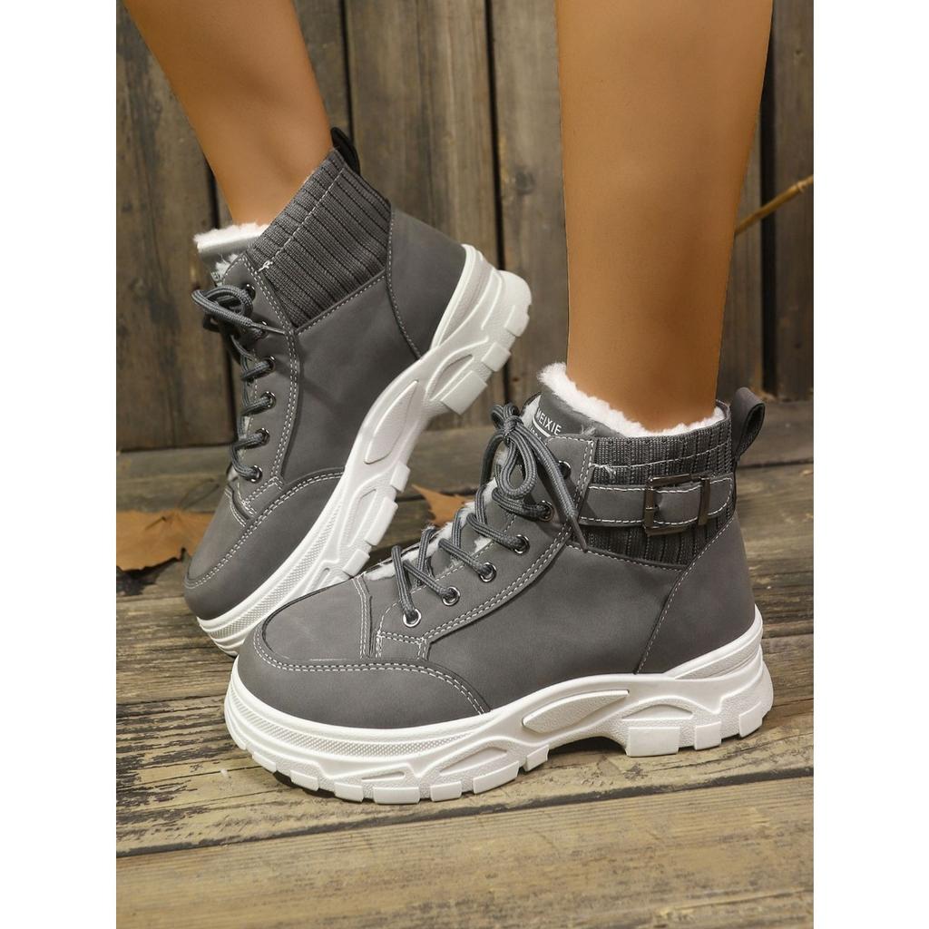 Ladies, Suede Shoes, Lace Up Shoes, Thick Soled Shoes, Snow Boots, Warm Shoes, Thick Shoes, Comfortable, Casual Shoes, Short Boots