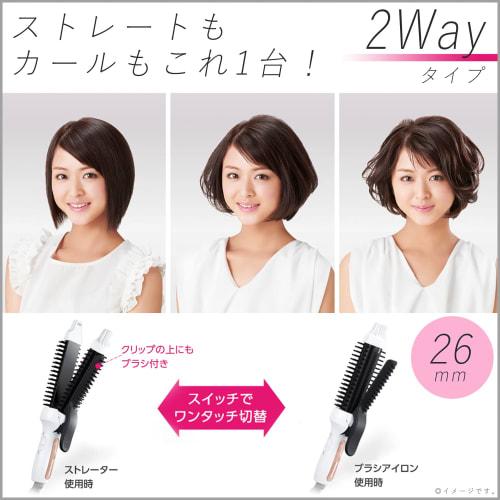 Panasonic Tourmaline Brush Iron Compact Curl Straight 2way 26mm White EH-HV41-W