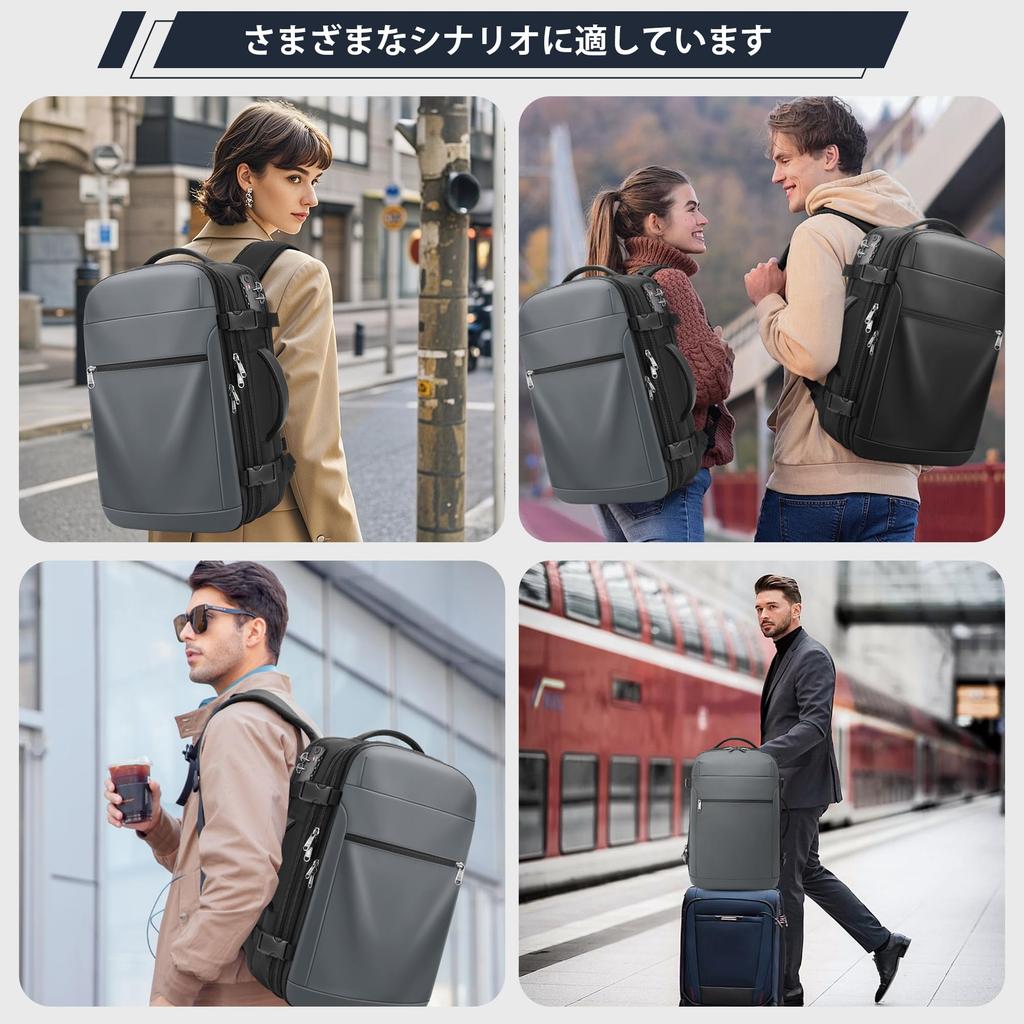60 л Расширяемый вакуумно-герметичный компрессионный дорожный рюкзак, подходит для ноутбуков до 17,3 дюймов, водонепроницаемый, с замком TSA, ручная кладь, включает вакуумный насос, серый