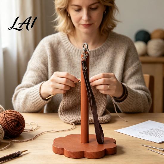Yarn Ball Winder for Travel Wooden Wrist Holder Portable Smooth Rotation Dispenser Knitting Accessory Hands Free Rack And Crocheting Supplies