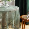 Retro Table Cloth See-through Hollow Out Lace Romantic Style Round Shape Ruffle Floral Embroidery Table Protection Banquets Party Decoration