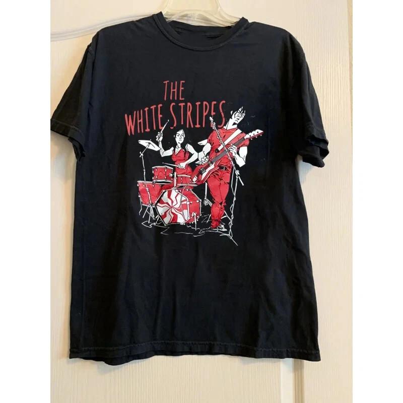Редкая черная футболка с коротким рукавом группы The White Stripes NZ263 БЕСПЛАТНАЯ ДОСТАВКА