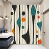 Black Beige Teal Printed Shower Curtain Abstract Geometric Fluid Shape Modern For Bathroom Decor