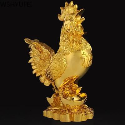 WSHYUFEI Золотое украшение для цыпленка, позолоченная статуя счастливого петуха из смолы, гостиная, тумба под телевизор, статуэтки, китайские украшения