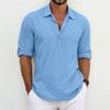Henley  Lapel Men's Casual Spring and Fall Cotton Youth Personality Half-open Shirt Plus Size