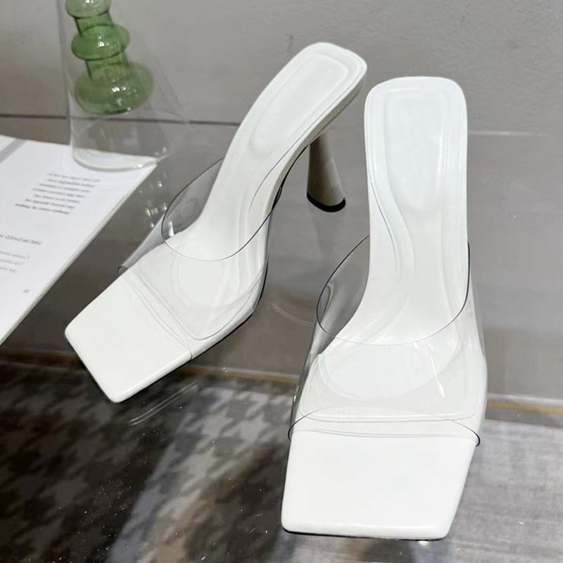 Liyke/летняя прозрачная обувь из ПВХ, женские шлепанцы, уличные сабо, повседневные сандалии-гладиаторы с квадратным носком, женские шлепанцы на каблуке