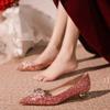 Хрустальные свадебные туфли женские новые туфли Hezhu свадебное платье свадебные туфли не устают ноги шампанское свадебные туфли на шпильке высоком каблуке