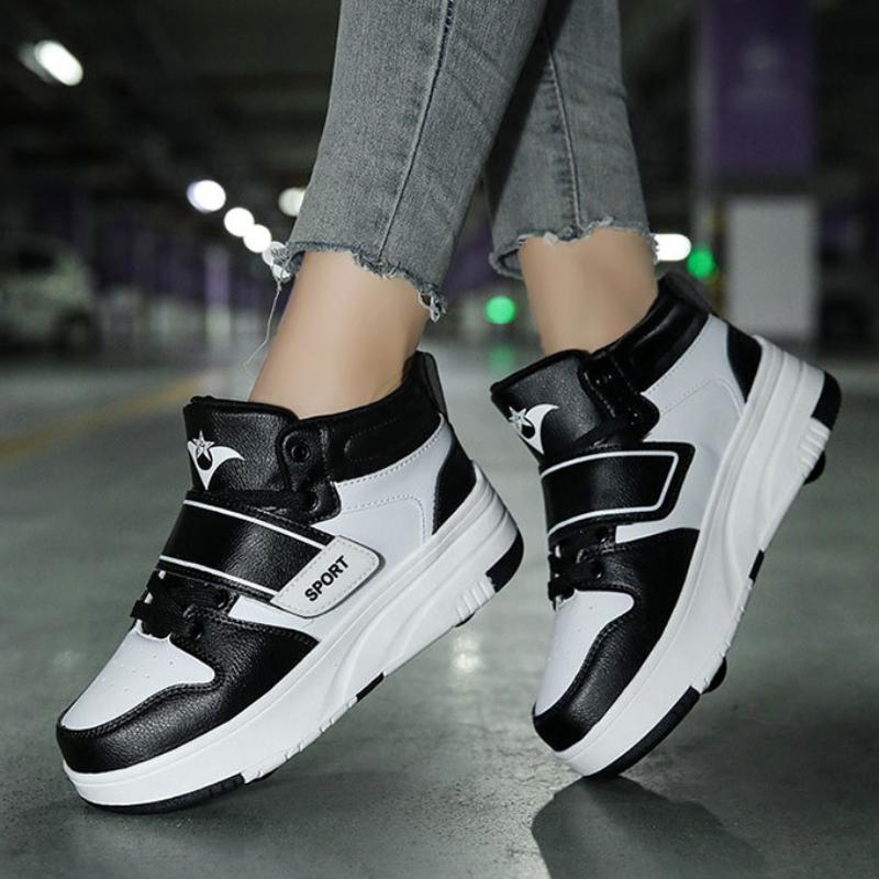 Детская обувь для юниоров на роликовых коньках, детские кроссовки на четырех колесах, обувь на колесах для мальчиков и девочек, повседневная обувь для взрослых