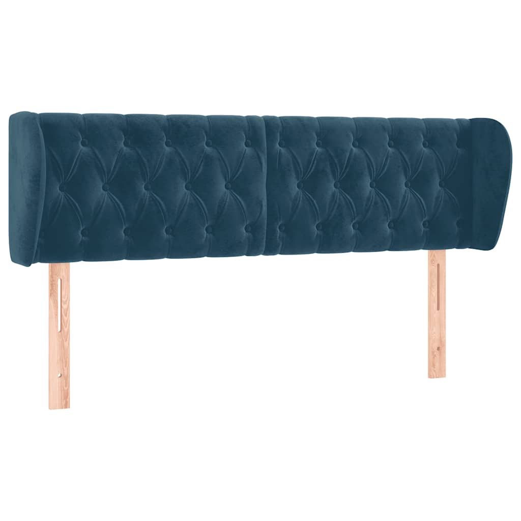 Headboard with Wingback in Dark Blue 163 x 23 x 78 88 cm Velvet