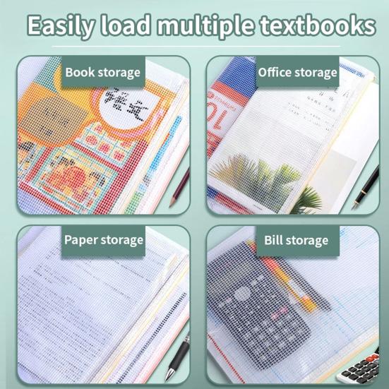 5 Pcs Mesh Zipper Bag A4 Letter Size Document Pouch Clear Plastic