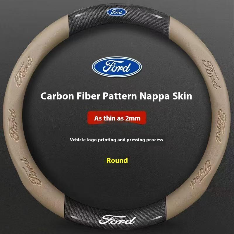 KKHK4 Car 3D Embossing Carbon Fiber Steering Wheel Cover Ford Mondeo F150 Fusion Mustang EXPLORER ESCAPE EDGE Fiesta Focus Kuga Ranger
