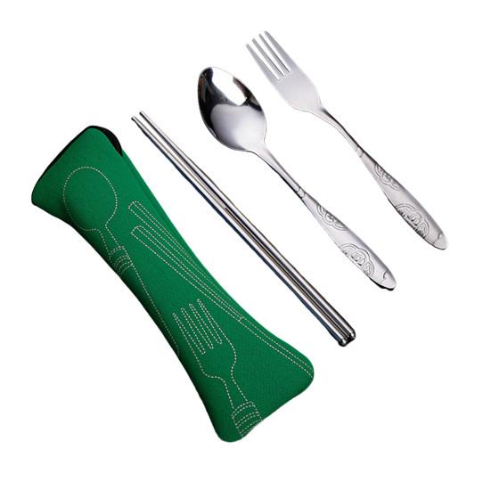 Набор столовых приборов с сумкой на молнии, набор дорожной посуды из нержавеющей стали, вилка, ложка, палочки для еды, прочный чехол для хранения для домашнего ресторана, на открытом воздухе