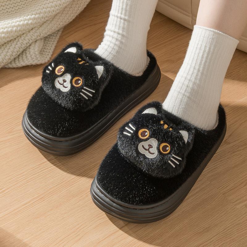 2024 зимние пушистые кошачьи тапочки для мужчин удобная домашняя обувь мужские белые кошачьи меховые мюли пушистые домашние кошачьи тапочки унисекс для спальни